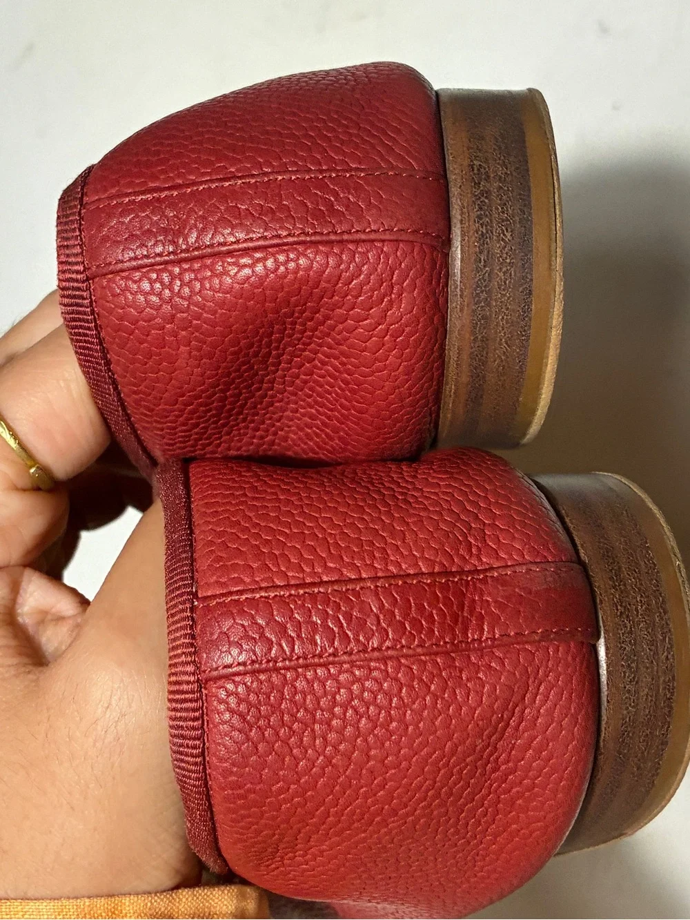 CHANEL Red caviar Leather Ballet Flats with Bow Detail